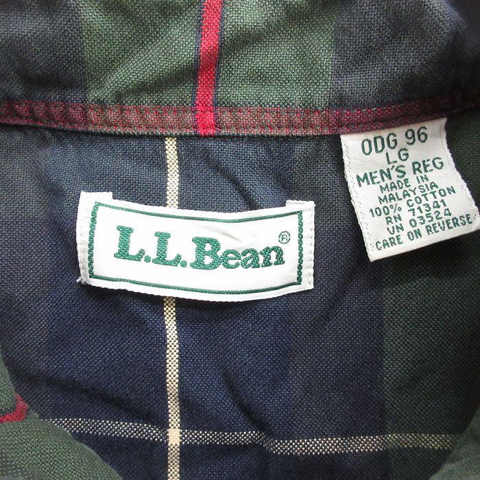 LLBean 90s グリーン/レッド L.L.Bean XL/古着 エルエルビーン LLBEAN 長袖 ブランド シャツ