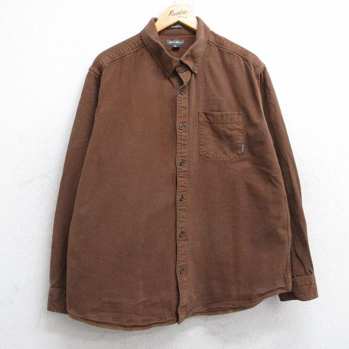 ブラウン ボタンアップ長袖シャツ Eddie Bauer（エディーバウアー） XL/古着 長袖 ブランド シャツ