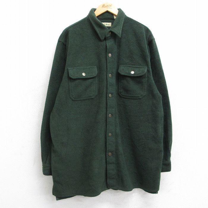 LLBean 90s グリーン/レッド L.L.Bean（エルエルビーン） XL/古着 LLBEAN 長袖 ブランド フリース
