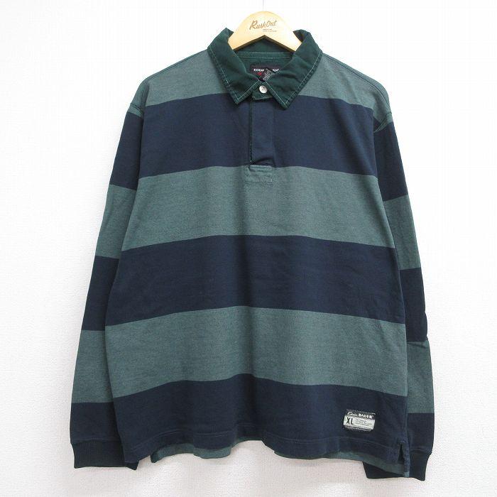 Eddie Bauer ラガーシャツ ネイビー XL/古着 エディーバウアー 長袖 ブランド ラガー シャツ メンズ