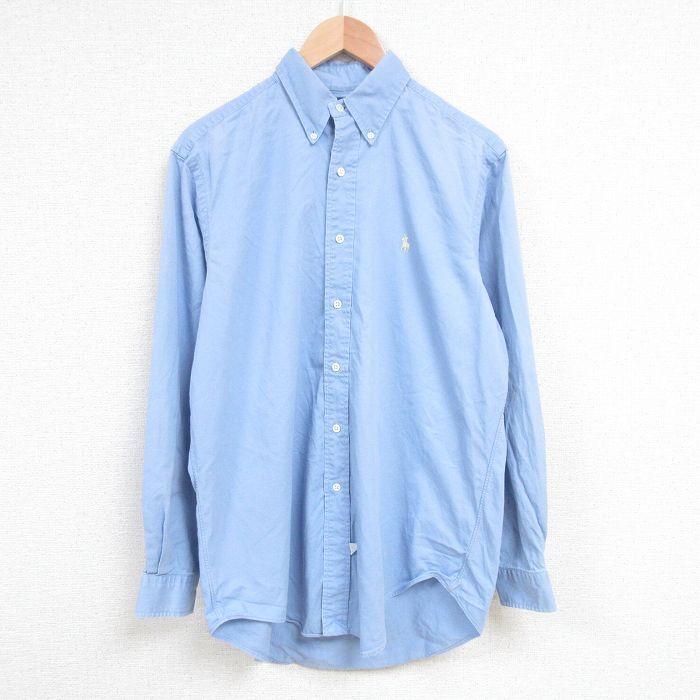 L 古着 ラルフローレン Ralph Lauren Ralph Lauren 長袖 ブランド シャツ メンズ 90s ワンポイントロゴ コットン ボタンダウン 薄紺 ネイビー 21dec 中古 トッ Shbd 古着屋rushout 通販 Yahoo ショッピング