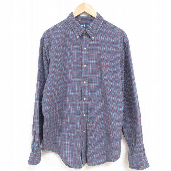 Xl 古着 ラルフローレン Ralph Lauren Ralph Lauren 長袖 ブランド シャツ メンズ 90s ワンポイントロゴ コットン ボタンダウン 紺他 ネイビー チェック 21dec21 Shbd 古着屋rushout 通販 Yahoo ショッピング