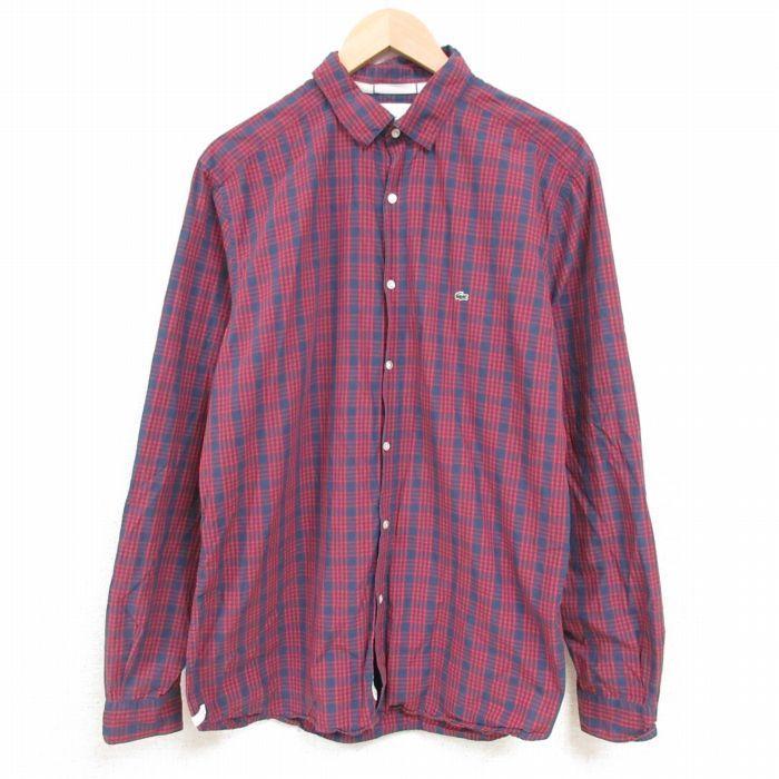 L 古着 ラコステ Lacoste 長袖 ブランド シャツ メンズ ワンポイントロゴ コットン ボタンダウン 紺他 ネイビー チェック 22mar03 中古 トップス Shbd5077 古着屋rushout 通販 Yahoo ショッピング