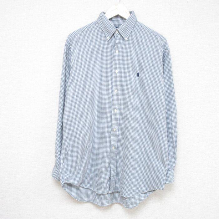 Xl 古着 ラルフローレン Ralph Lauren Ralph Lauren 長袖 ブランド シャツ メンズ 90s ワンポイントロゴ コットン ボタンダウン 薄紺他 ネイビー チェック 22mar Shbd5112 古着屋rushout 通販 Yahoo ショッピング