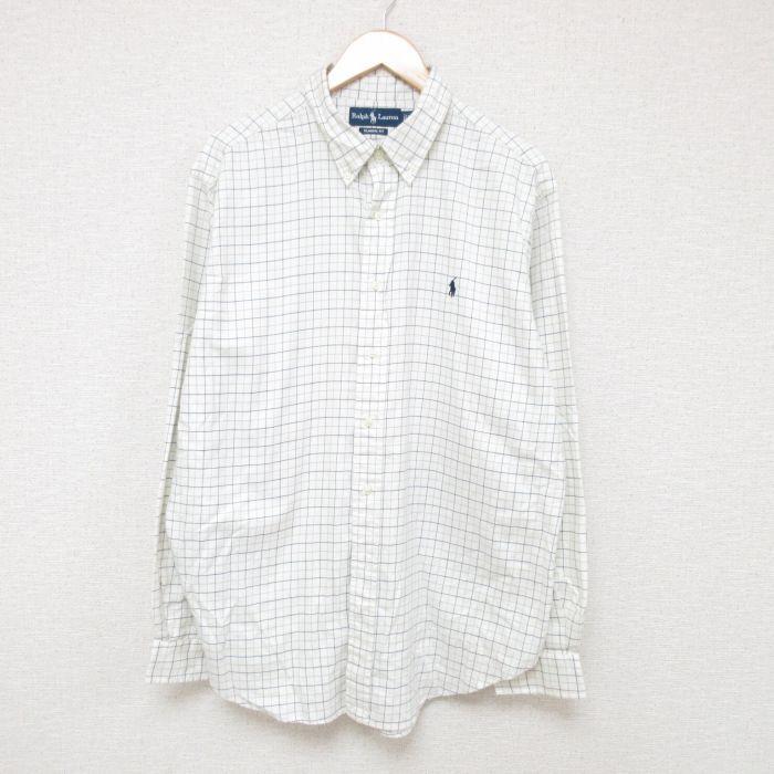 Xl 古着 ラルフローレン Ralph Lauren Ralph Lauren 長袖 ブランド シャツ メンズ 90s ワンポイントロゴ コットン ボタンダウン 白他 ホワイト チェック 22mar21 Shbd5297 古着屋rushout 通販 Yahoo ショッピング