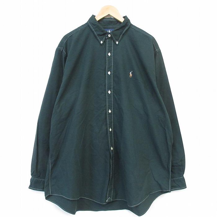 XL/古着 ラルフローレン 長袖 ブランド シャツ メンズ 90年代 90s ワンポイントロゴ 裾ロゴ The Big Oxford オックスフォード 大きいサイズ ロング丈 コットン ボタンダウン 赤他 チェック【spe】 26mar07 POLO RALPH LAUREN（ポロ・ラルフローレン） XL/古着 ラルフローレン