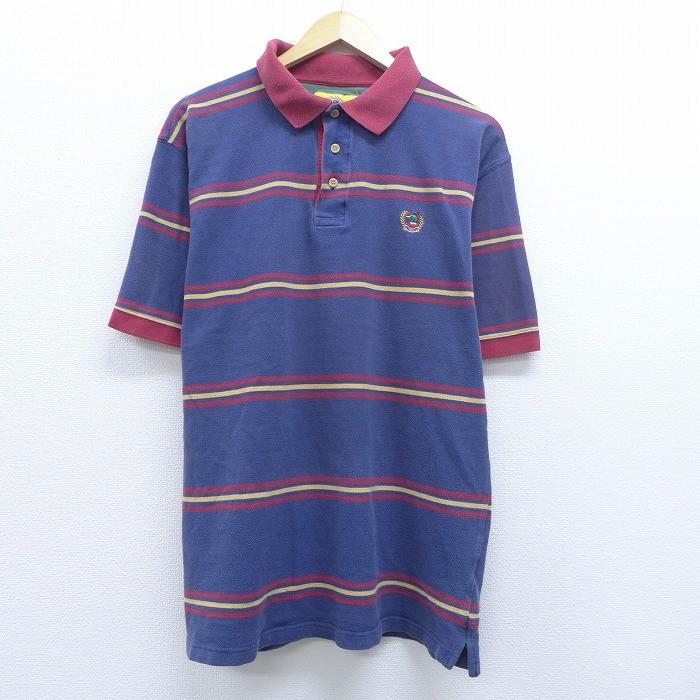 L 古着 半袖 ブランド ポロ シャツ ダックヘッド ワンポイントロゴ コットン 鹿の子 紺他 ネイビー ボーダー apr08 中古 メンズ トップス Shbp 古着屋rushout 通販 Yahoo ショッピング