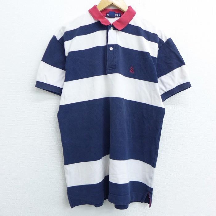 L 古着 半袖 ブランド ポロ シャツ 90s ノーティカ Nautica ワンポイントロゴ コットン 鹿の子 紺他 ネイビー ボーダー jun05 中古 メンズ トップス Shbp0436 古着屋rushout 通販 Yahoo ショッピング