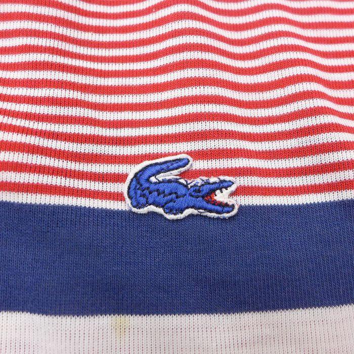 S 古着 ラコステ Lacoste 半袖 ブランド ポロ シャツ キッズ ボーイズ 子供服 80s ワンポイントロゴ マルチカラー 赤他 レッド ボーダー 21 Shbp 古着屋rushout 通販 Yahoo ショッピング