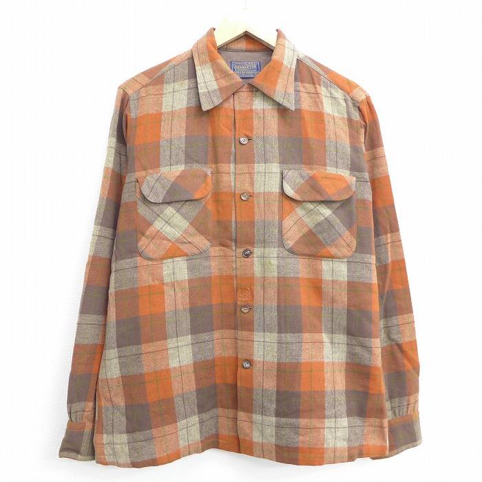 PENDLETON L/古着 長袖 ウール シャツ 70s ペンドルトン 開襟 オープン 
