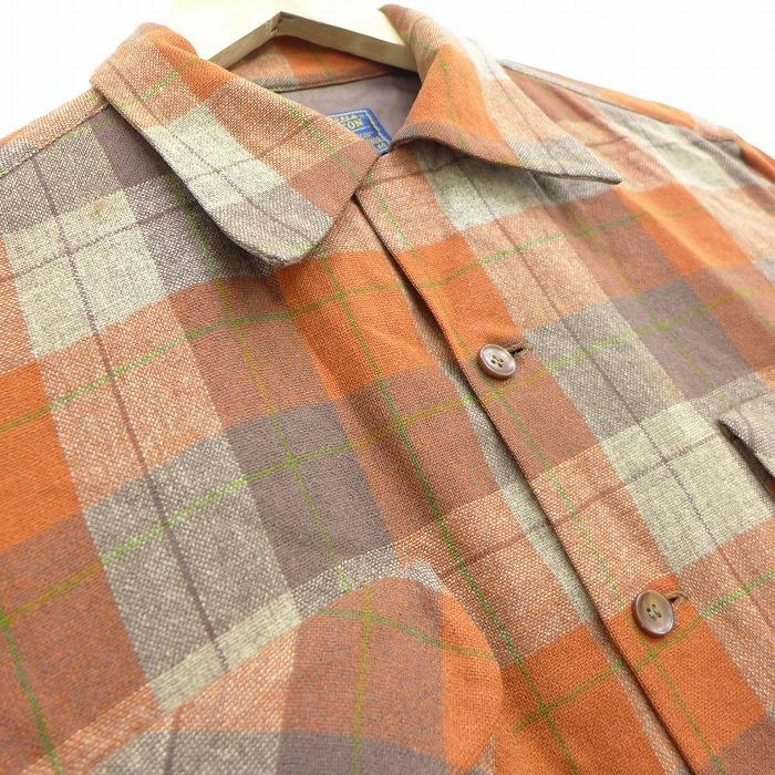 PENDLETON L/古着 長袖 ウール シャツ 70s ペンドルトン 開襟 オープン 