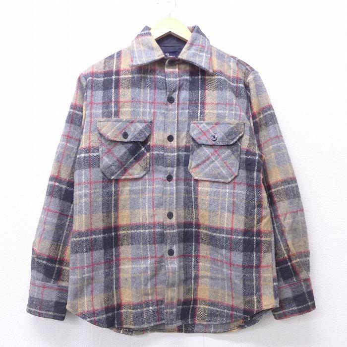 M 古着 長袖 ウール シャツ 80s Cpo ベージュ他 カーキ チェック nov30 中古 メンズ トップス Shne 古着屋rushout 通販 Yahoo ショッピング