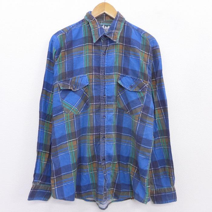 L 古着 長袖 フランネル シャツ Haband 青 ブルー チェック 21feb18 中古 メンズ トップス Shne 古着屋rushout 通販 Yahoo ショッピング