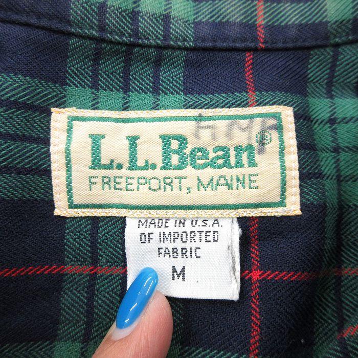 L/古着 エルエルビーン LLBEAN 長袖 フランネル シャツ メンズ 80s 緑他 グリーン タータン チェック 23sep16 中古 トップス｜furugiyarushout｜04