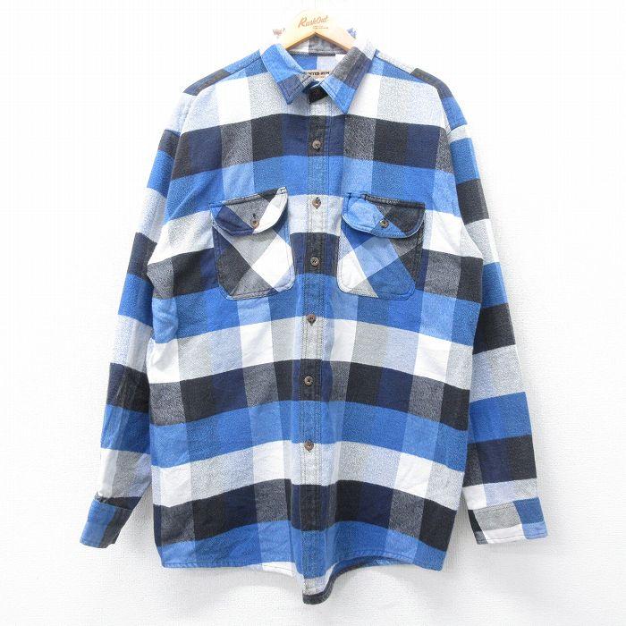 XL/古着 長袖 ヘビー フランネル シャツ メンズ 00s 大きいサイズ