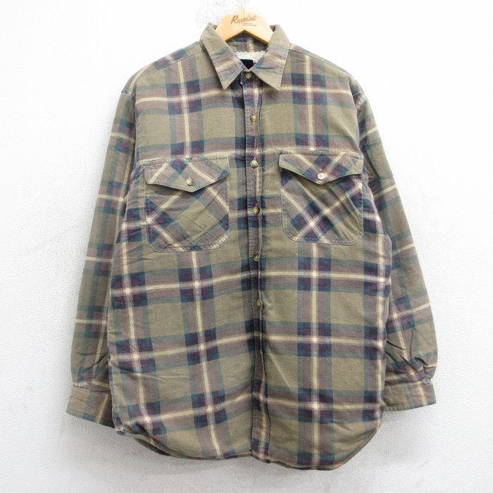 L/古着 ベーシックエディションズ 長袖 フランネル シャツ メンズ 90