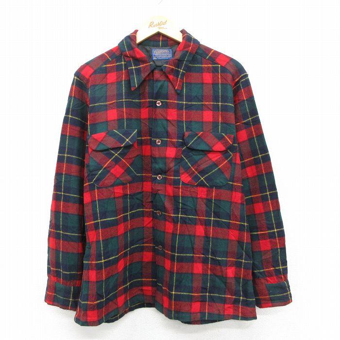 L/古着 ペンドルトン 長袖 ウール シャツ メンズ 80年代 80s USA製 赤