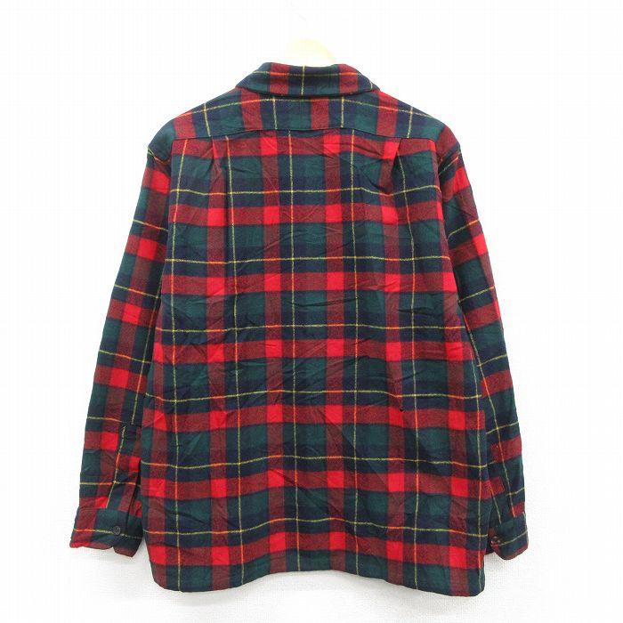 L/古着 ペンドルトン 長袖 ウール シャツ メンズ 80年代 80s USA製 赤