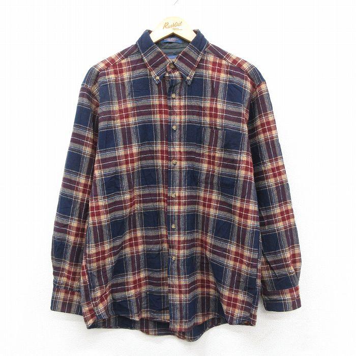 L/古着 ペンドルトン 長袖 ウール シャツ メンズ 90年代 90s ボタン