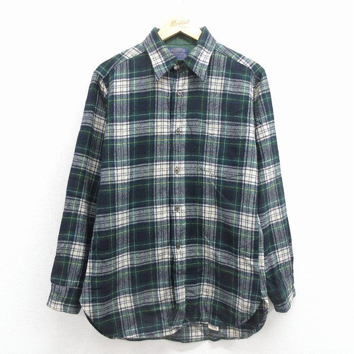 M/古着 ペンドルトン 長袖 ウール シャツ メンズ 80年代 80s USA製 緑