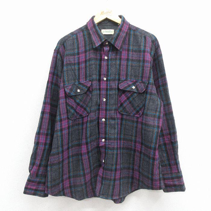 XL/古着 セントジョンズベイ 長袖 ウール シャツ メンズ 80年代 80s