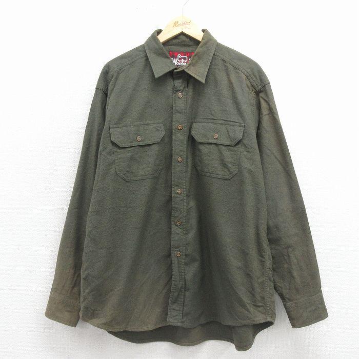 XL/古着 ウールリッチ 長袖 フランネル シャツ メンズ 00年代 00s 大きいサイズ コットン 緑 26jan08 | WOOLRICH