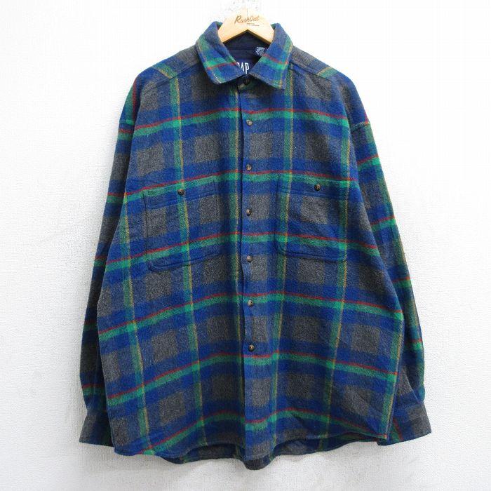 GAP（ギャップ） XL/古着 長袖 ウール シャツ メンズ 90年代 90s