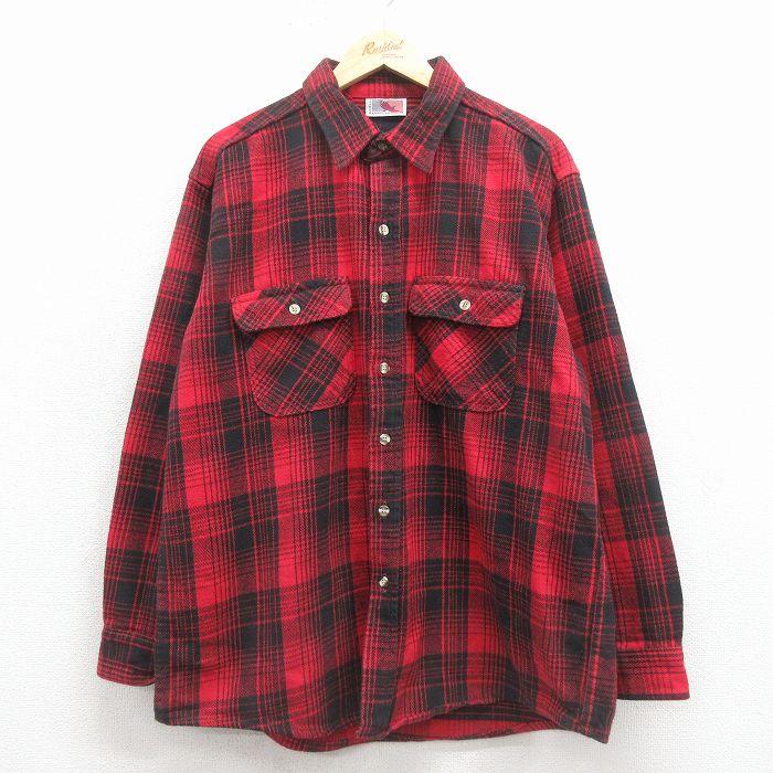 XL/古着 長袖 ヘビー フランネル シャツ メンズ 90年代 90s 大きい