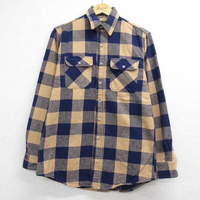 L/古着 エディーバウアー 長袖 フランネル シャツ メンズ 90年代 90s コットン USA製 ベージュ チェック【spe】 26jun23 L/古着 エディーバウアー 長袖 フランネル シャツ メンズ 90年代 90s