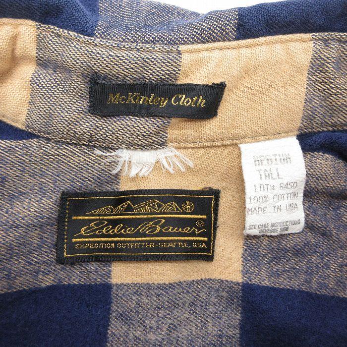 L/古着 エディーバウアー 長袖 フランネル シャツ メンズ 90年代 90s