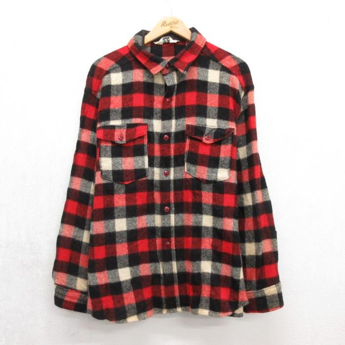 [US古着] 80s Woolrich 冬用リバーシブルポンチョ ネップ入ウール WOOLRICH（ウールリッチ） XL/古着 レッドチェ 長袖 シャツ メンズ 80