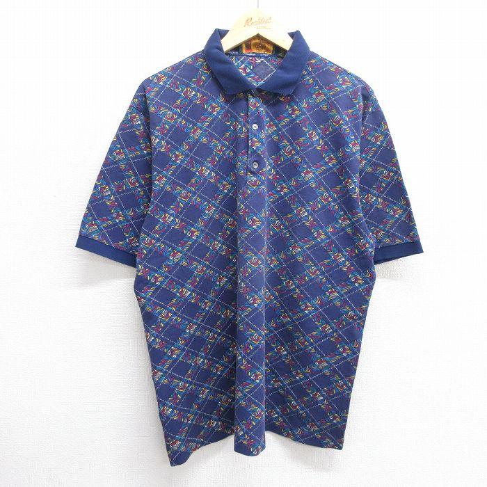 XL/古着 半袖 ポロ シャツ メンズ 90s 大きいサイズ コットン 紺他