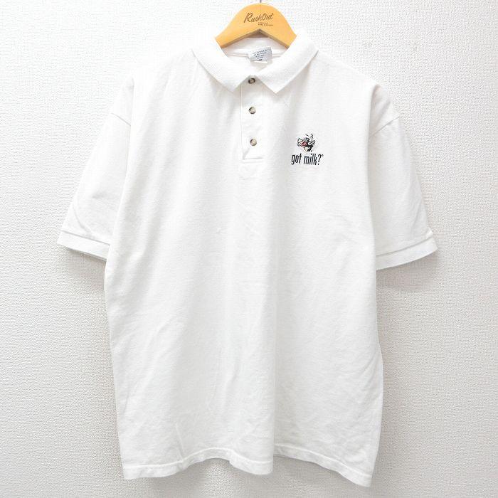 新品未使用   Jeans ポロシャツ 白 Mサイズ XL/古着 半袖 ポロ シャツ メンズ 00s 牛 コットン 白 ホワイト