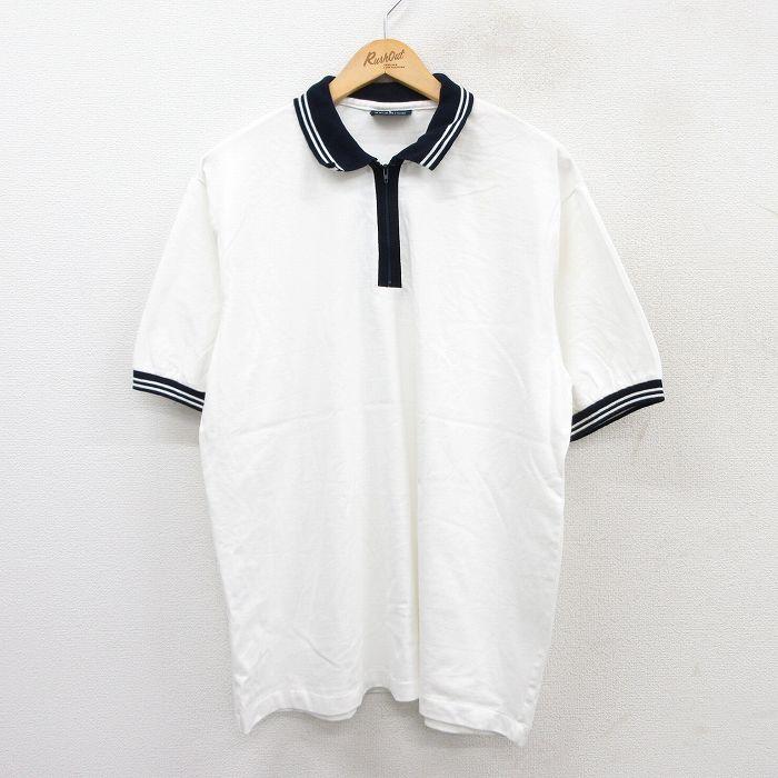 50%OFF】XL/古着 半袖 ハーフジップ ポロ シャツ メンズ 90s コットン