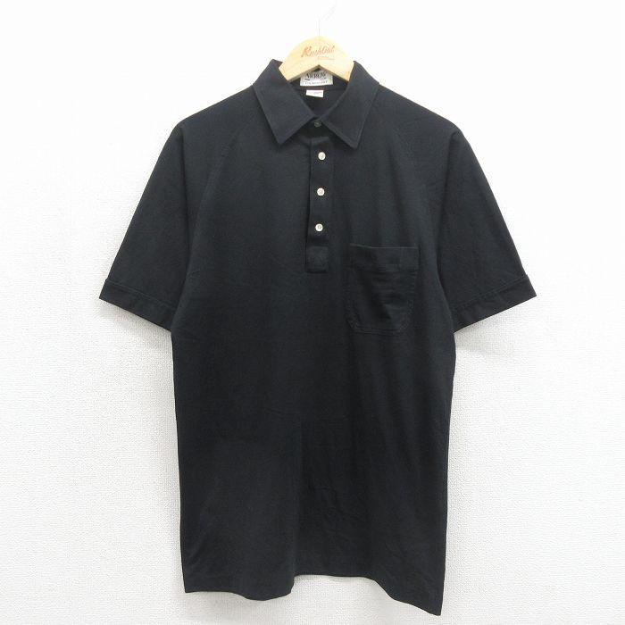 美品 古着 80s〜90s 切替デザイン プルオーバーシャツ 半袖 メンズL 黒 M/古着 アロー 半袖 ポロ シャツ メンズ 90年代 90s ラグラン 黒