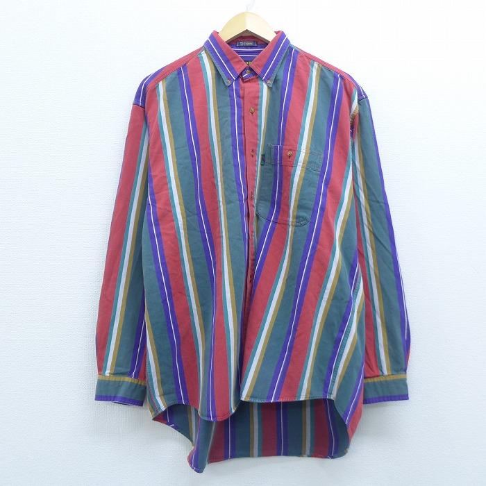 Xl 古着 長袖 シャツ コットン ボタンダウン 緑他 グリーン ストライプ aug19 中古 メンズ トップス Shr 古着屋rushout 通販 Yahoo ショッピング