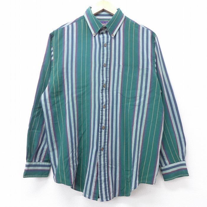 L 古着 長袖 シャツ ボタンダウン 緑他 グリーン ストライプ nov12 中古 メンズ トップス Shr 古着屋rushout 通販 Yahoo ショッピング