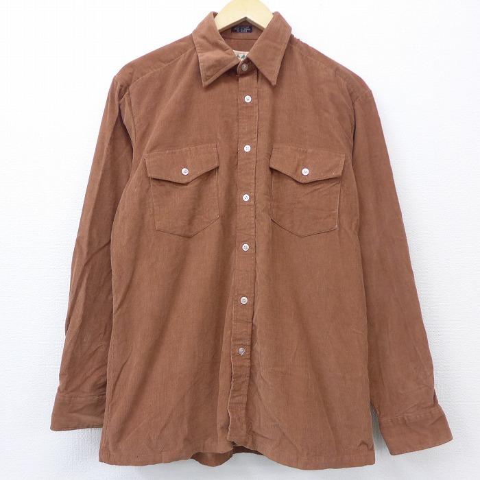 L 古着 長袖 コーデュロイ シャツ 80s コットン 茶 ブラウン 21jan12 中古 メンズ トップス Shr 古着屋rushout 通販 Yahoo ショッピング