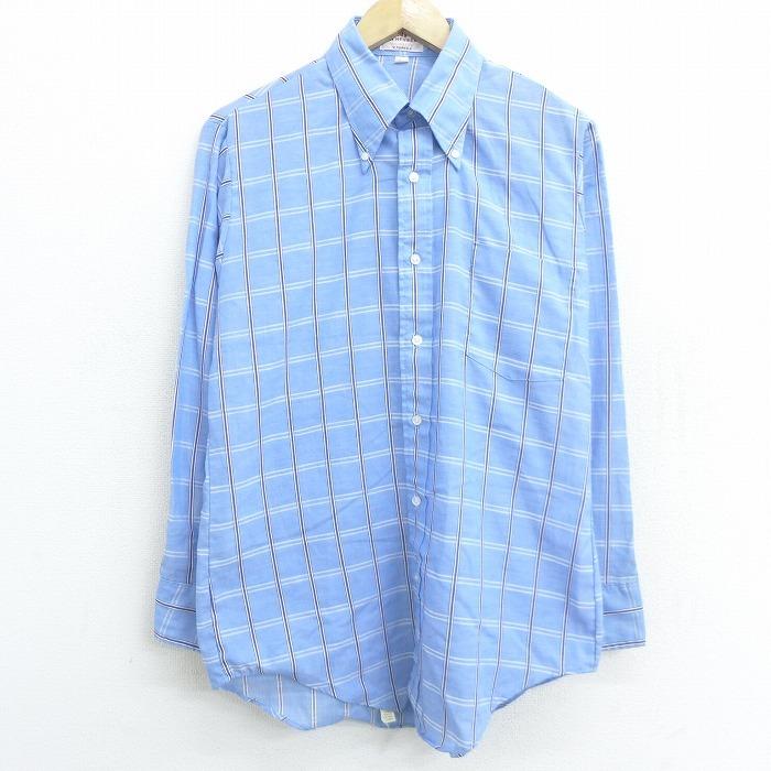 M 古着 長袖 シャツ 70s バンヒューセン ボタンダウン 水色他 チェック 21feb24 中古 メンズ トップス Shr 古着屋rushout 通販 Yahoo ショッピング