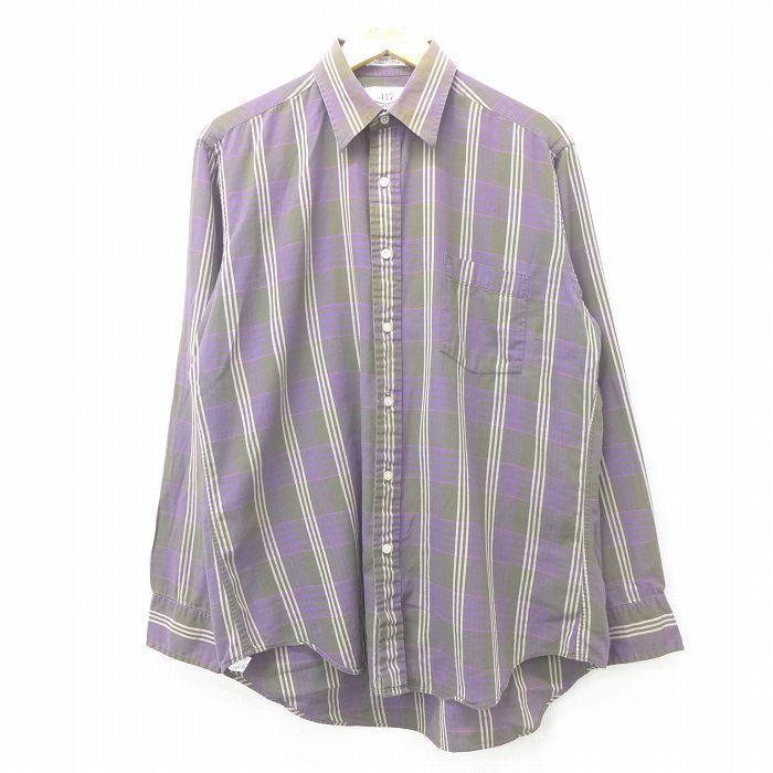 L 古着 バンヒューセン 長袖 シャツ メンズ 90s コットン 紫他 パープル チェック 22apr19 中古 トップス Shr 古着屋rushout 通販 Yahoo ショッピング