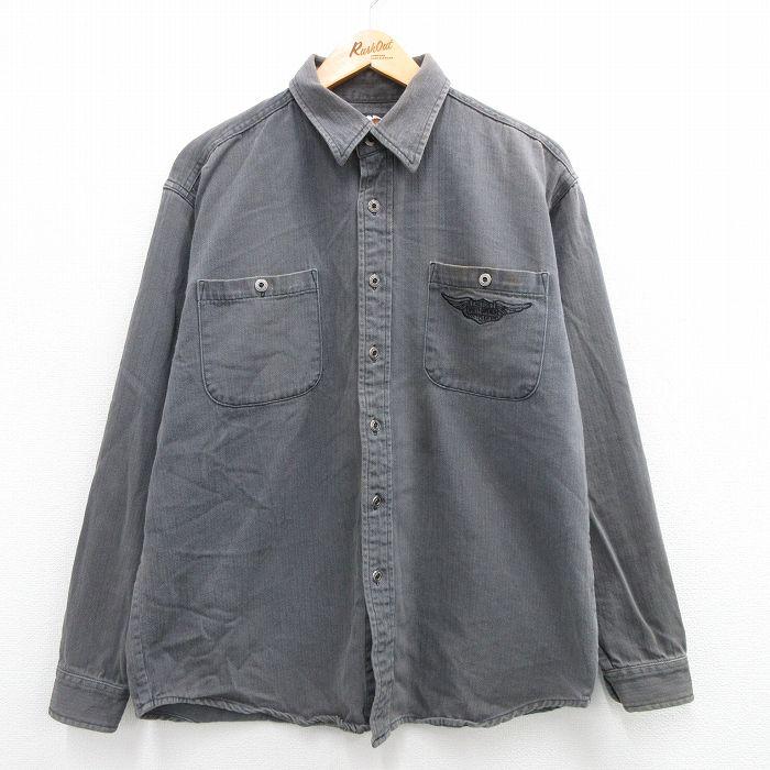 Harley Davidson XL/古着 ハーレーダビッドソン 長袖 シャツ メンズ 