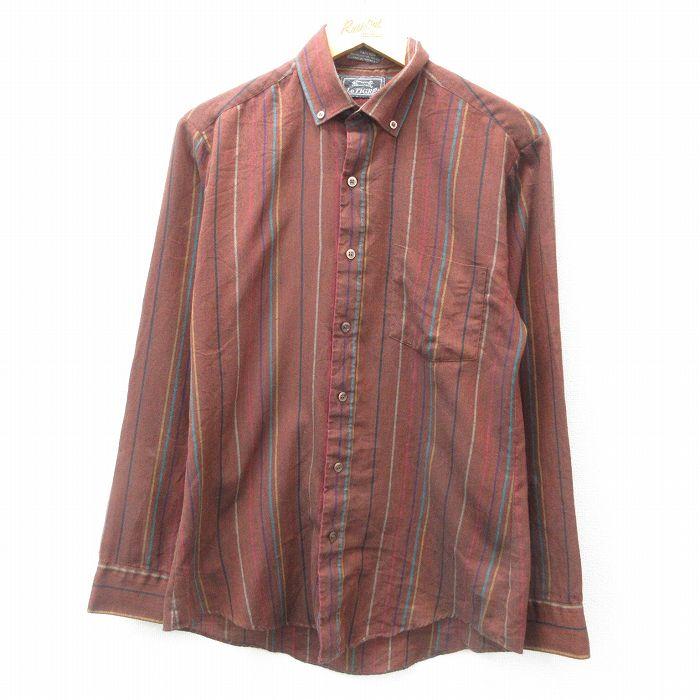 50%OFF】M/古着 ルティグレ 長袖 シャツ メンズ 80s ボタンダウン 茶他 