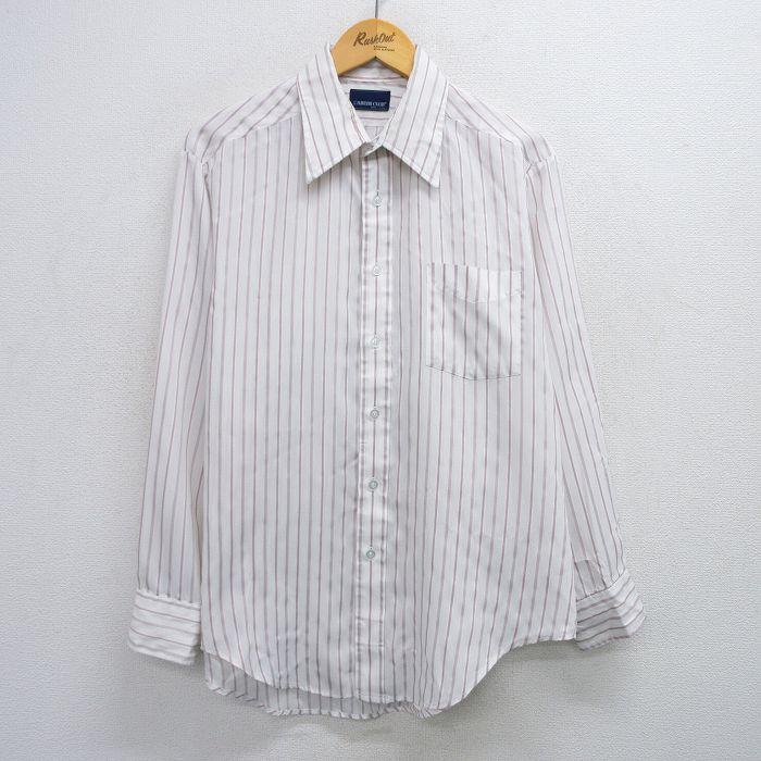 XL/古着 長袖 シャツ メンズ 90s 白他 ホワイト ストライプ 25jun26