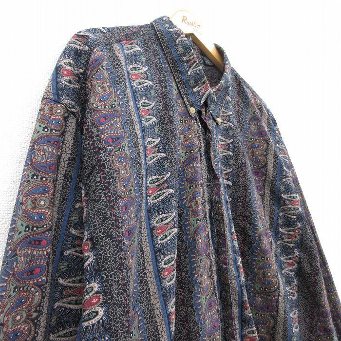 ペイズリー柄 長袖シャツ ネイビー/ゴールド ペイズリー柄 長袖シャツ ネイビー/ゴールド