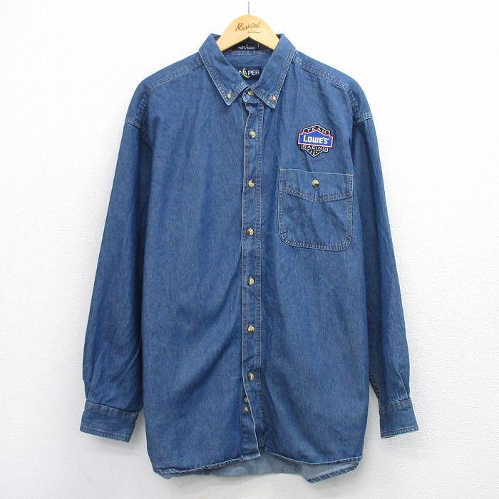 XL/古着 長袖 シャツ メンズ LOWES レーシング 大きいサイズ ロング丈