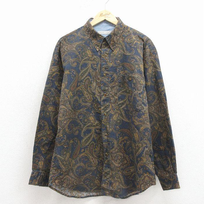 L/古着 ビューグルボーイ 長袖 シャツ メンズ 00年代 00s ペイズリー柄