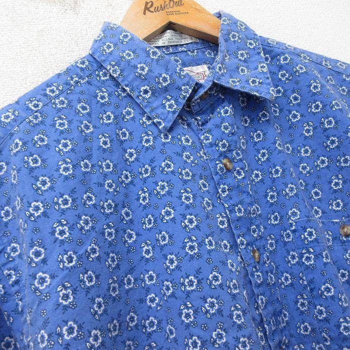 L/古着 長袖 シャツ メンズ 00年代 00s 花柄 コットン 紺他 26apr24 