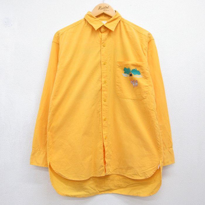 M/古着 長袖 シャツ メンズ 90年代 90s NORDIC COURSE USA製 オレンジ