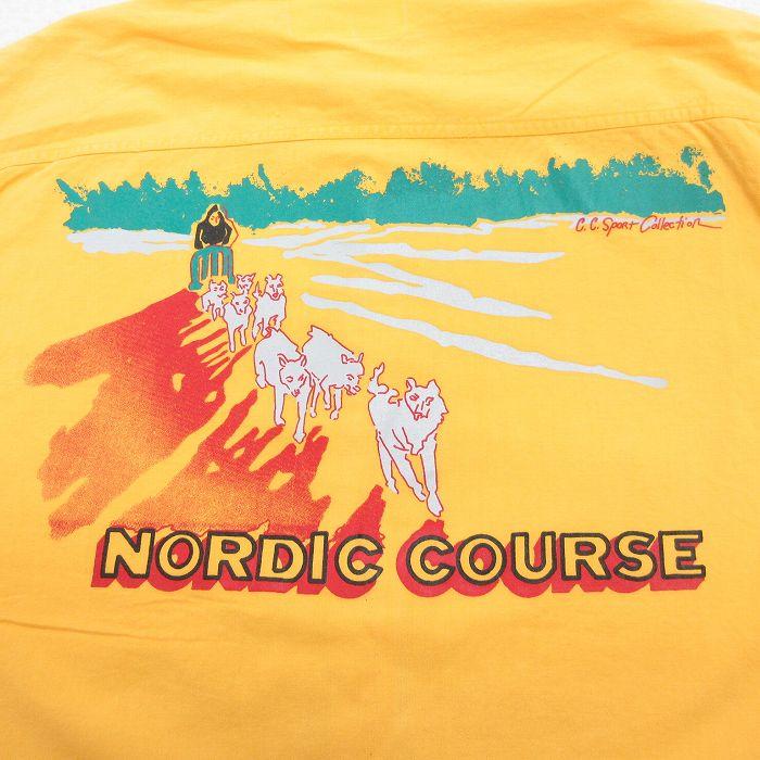 M/古着 長袖 シャツ メンズ 90年代 90s NORDIC COURSE USA製 オレンジ