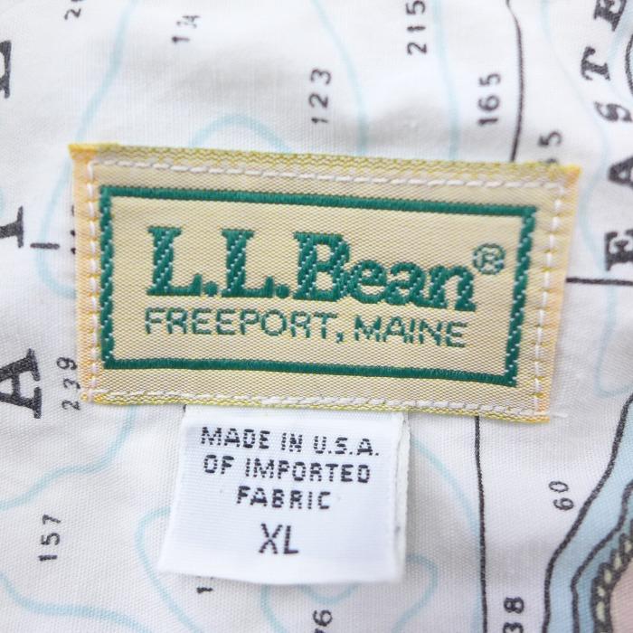 L.L.Bean XL/古着 半袖 シャツ 90s エルエルビーン LLBEAN 地図 大きい 